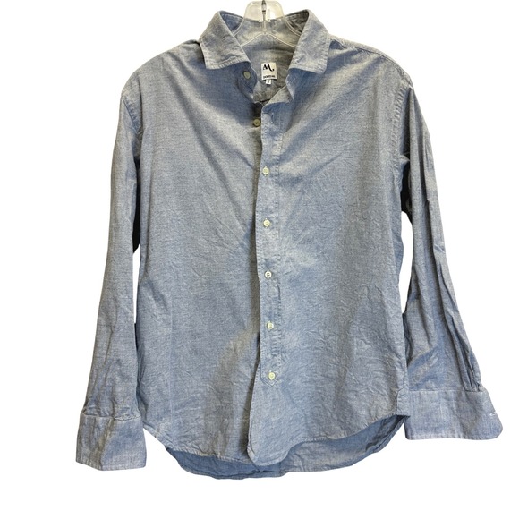 Doppiaa Milano AALASSIO Men's Gray Cotton Button Down Shirt Size M 15 1/2 39 - Picture 1 of 8